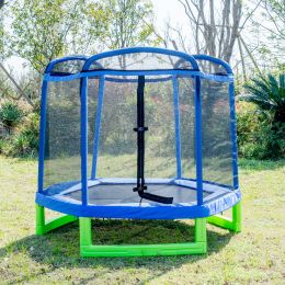 7ft Kids Trampoline with Safety Enclosure Net & Spring Pad For Indoor/Outdoor Great Gift for KidsClevr 7ft Kids Trampoline with