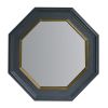 DunaWest 32 Inch Octagonal Shape Wooden Floating Frame Flat Wall Mirror, Gray