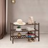 3-Tier Wood Shoe Rack Premium Stackable Shoe Organizer Shelf Storage for Hallway Closet