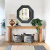 DunaWest 32 Inch Octagonal Shape Wooden Floating Frame Flat Wall Mirror, Gray