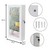Free shipping Jewelry Cabinet Armoire with Mirror, Wall-Mounted Space Saving Jewelry Storage Organizer Hanging Wall Mirror Jewelry Storage White  YJ