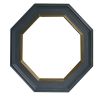 DunaWest 32 Inch Octagonal Shape Wooden Floating Frame Flat Wall Mirror, Gray