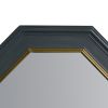 DunaWest 32 Inch Octagonal Shape Wooden Floating Frame Flat Wall Mirror, Gray