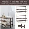 3-Tier Wood Shoe Rack Premium Stackable Shoe Organizer Shelf Storage for Hallway Closet