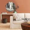 DunaWest 28 Inch Round Floating Wall Mirror with Sunburst Design Frame, Silver
