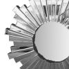 DunaWest 28 Inch Round Floating Wall Mirror with Sunburst Design Frame, Silver