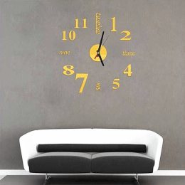 Kaixing Mirror Wall Clock Digital Wall Clock (Color: Gold)