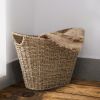 Decorative Farmhouse Wicker Magazine Holder and Organizer Bin with Handle for Home Storage