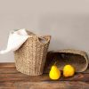 Decorative Farmhouse Wicker Magazine Holder and Organizer Bin with Handle for Home Storage