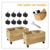 Woven Storage Baskets on wheels (Set 2) | Under Counter & Under Desk Storage - Toy Organizer