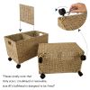 Woven Storage Baskets on wheels (Set 2) | Under Counter & Under Desk Storage - Toy Organizer