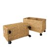 Woven Storage Baskets on wheels (Set 2) | Under Counter & Under Desk Storage - Toy Organizer