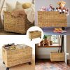 Woven Storage Baskets on wheels (Set 2) | Under Counter & Under Desk Storage - Toy Organizer