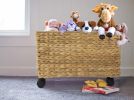 Woven Storage Baskets on wheels (Set 2) | Under Counter & Under Desk Storage - Toy Organizer