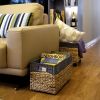 Woven Storage Baskets on wheels (Set 2) | Under Counter & Under Desk Storage - Toy Organizer