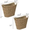 Decorative Farmhouse Wicker Magazine Holder and Organizer Bin with Handle for Home Storage