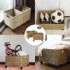 Woven Storage Baskets on wheels (Set 2) | Under Counter & Under Desk Storage - Toy Organizer