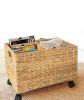 Woven Storage Baskets on wheels (Set 2) | Under Counter & Under Desk Storage - Toy Organizer