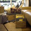 Woven Storage Baskets on wheels (Set 2) | Under Counter & Under Desk Storage - Toy Organizer